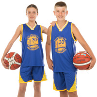 Форма баскетбольна дитяча NBA клуб Golden state warriors 30 7354 S-2XL синій-жовтий