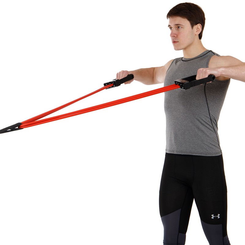 Еспандер трубчастий з ручками з дверним фіксатором SP-Sport  Resistance Band 8021-30-170 30LB d-12мм l-170см червоний