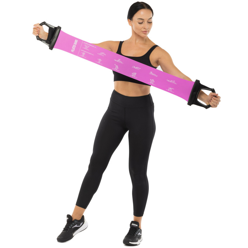 Стрічка-еспандер еластична для фітнесу та йоги з ручками SP-Sport Pilates Band 8038 кольори в асортименті