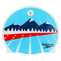 Шапочка для плавання силіконова для дорослих SPEEDO SLOGAN PRINT 808385B956 LIGHT ADRIATIC блакитний