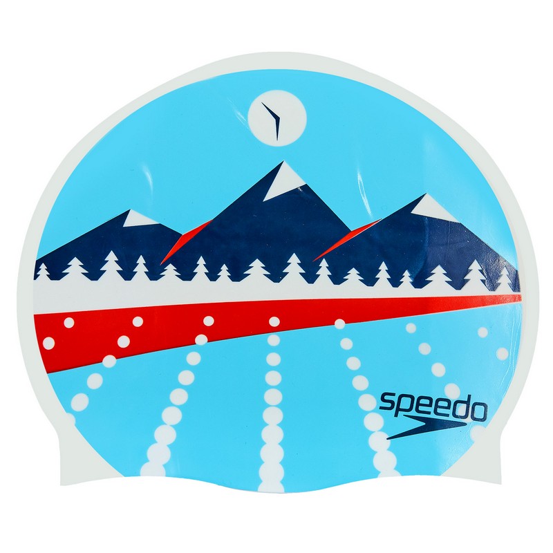 Шапочка для плавання силіконова для дорослих SPEEDO SLOGAN PRINT 808385B956 LIGHT ADRIATIC блакитний