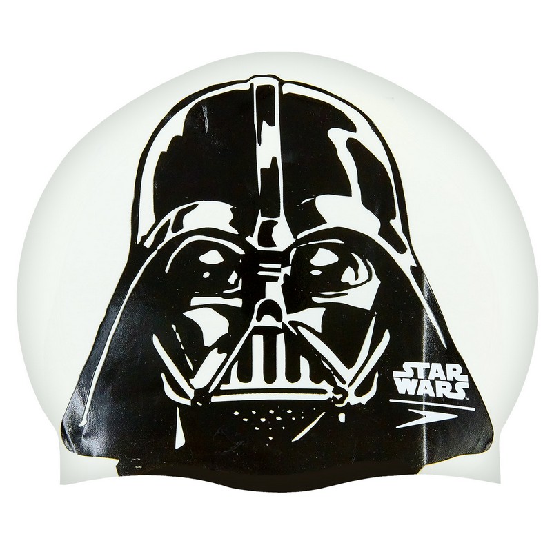 Шапочка для плавання силіконова для дорослих SPEEDO SLOGAN PRINT 808385C854 Star Wars Darth Vader білий-чорний