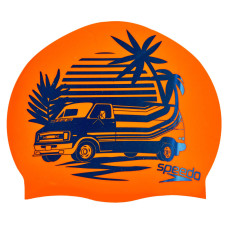 Шапочка для плавання силіконова для дорослих SPEEDO SLOGAN PRINT 808385C859 помаранчевий-синій