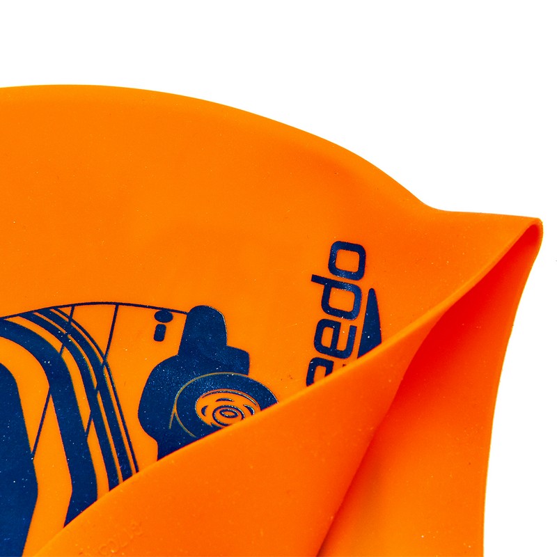 Шапочка для плавання силіконова для дорослих SPEEDO SLOGAN PRINT 808385C859 помаранчевий-синій