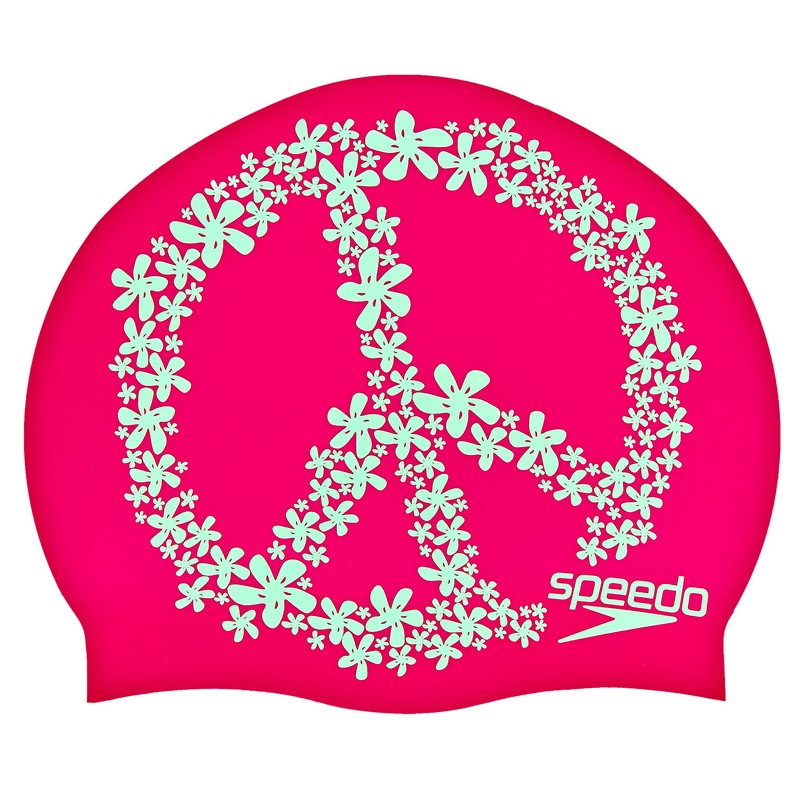 Шапочка для плавання силіконова для дорослих SPEEDO SLOGAN PRINT 808385C899 рожевий-м'ятний