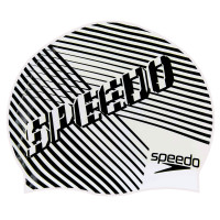 Шапочка для плавання силіконова юніорська SPEEDO JUNIOR SLOGAN PRINT 8083863899 чорний-білий