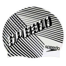 Шапочка для плавання силіконова юніорська SPEEDO JUNIOR SLOGAN PRINT 8083863899 чорний-білий