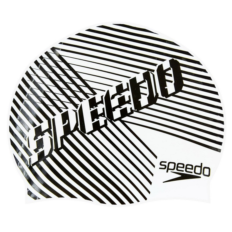 Шапочка для плавання силіконова юніорська SPEEDO JUNIOR SLOGAN PRINT 8083863899 чорний-білий