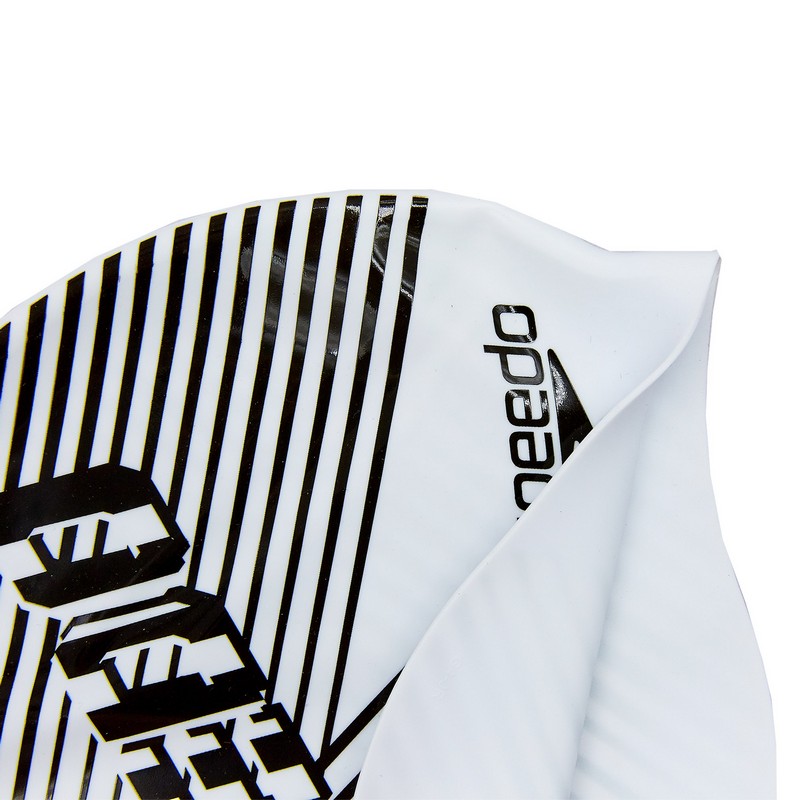 Шапочка для плавання силіконова юніорська SPEEDO JUNIOR SLOGAN PRINT 8083863899 чорний-білий