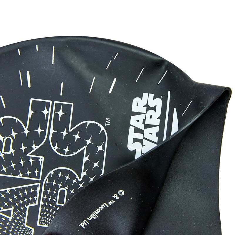 Шапочка для плавання силіконова юніорська SPEEDO JUNIOR SLOGAN PRINT 808386C353 Star Wars чорний-білий