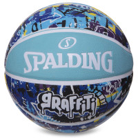 М'яч баскетбольний гумовий SPALDING GRAFFITI 84373Y розмір 7 блакитний-синій