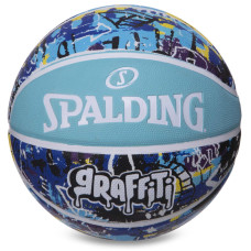 М'яч баскетбольний гумовий SPALDING GRAFFITI 84373Y розмір 7 блакитний-синій