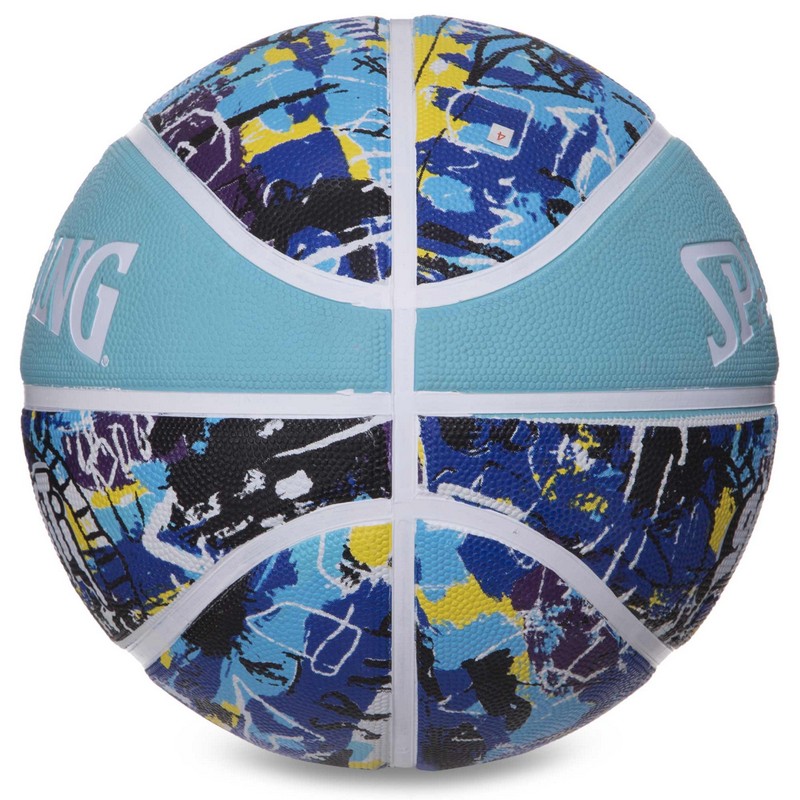 М'яч баскетбольний гумовий SPALDING GRAFFITI 84373Y розмір 7 блакитний-синій