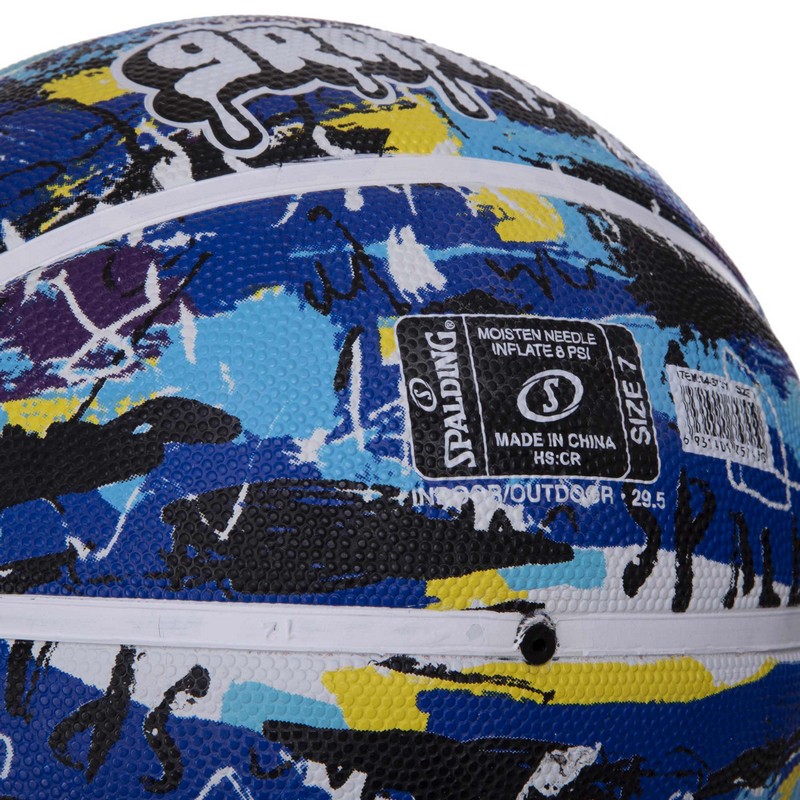 М'яч баскетбольний гумовий SPALDING GRAFFITI 84373Y розмір 7 блакитний-синій