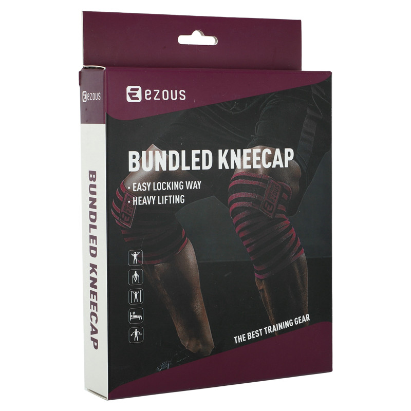 Колінні бинти для присідань BUNDLED KNEECAP EZOUS A-10 2шт чорний-фіолетовий