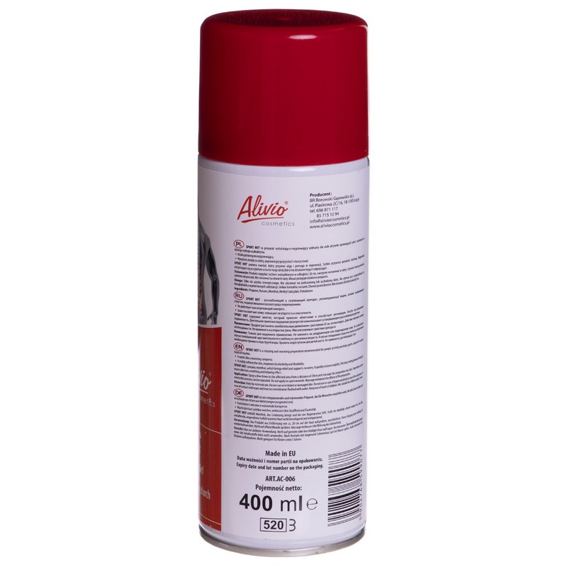 Розігріваючий м'язи спрей з зігрівальним ефектом SPORT HOT Alivio AC-006 400мл