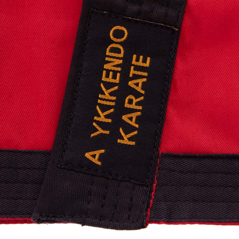 Кімоно для айкікендо карате куртка штани та пояс AYKIKENDO KARATE BALLONSTAR AKS 120-190см червоний-чорний