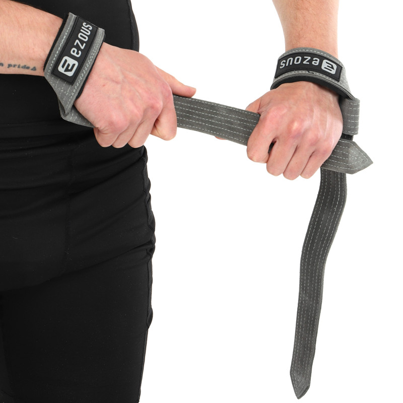 Лямки для тяги LEATHER LIFTING STRAP EZOUS B-07 2шт сірий