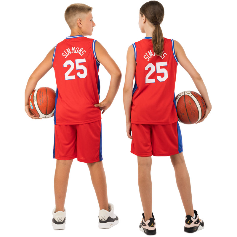 Форма баскетбольна дитяча NBA клуб Philadelphia 76ers 25 BA-0904 S-2XL червоний-синій