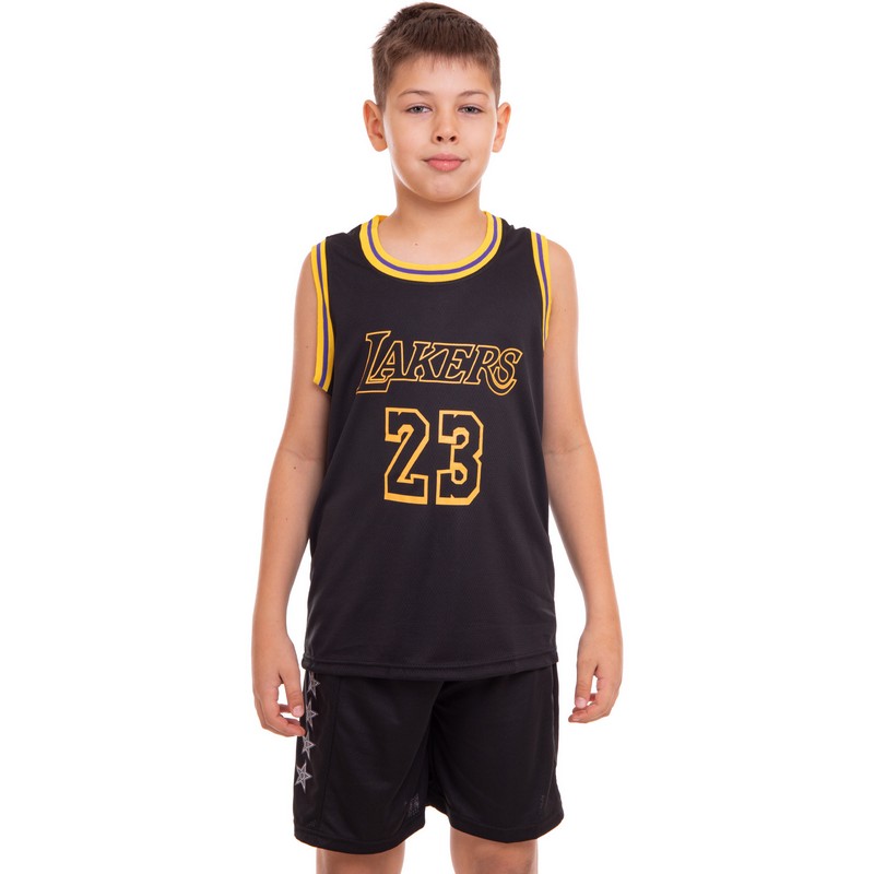 Форма баскетбольна дитяча NBA клуб Los Angeles Lakers 23 BA-0928 S-2XL чорний-жовтий