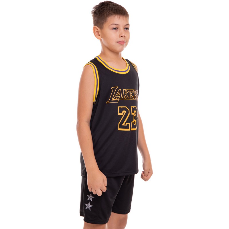 Форма баскетбольна дитяча NBA клуб Los Angeles Lakers 23 BA-0928 S-2XL чорний-жовтий