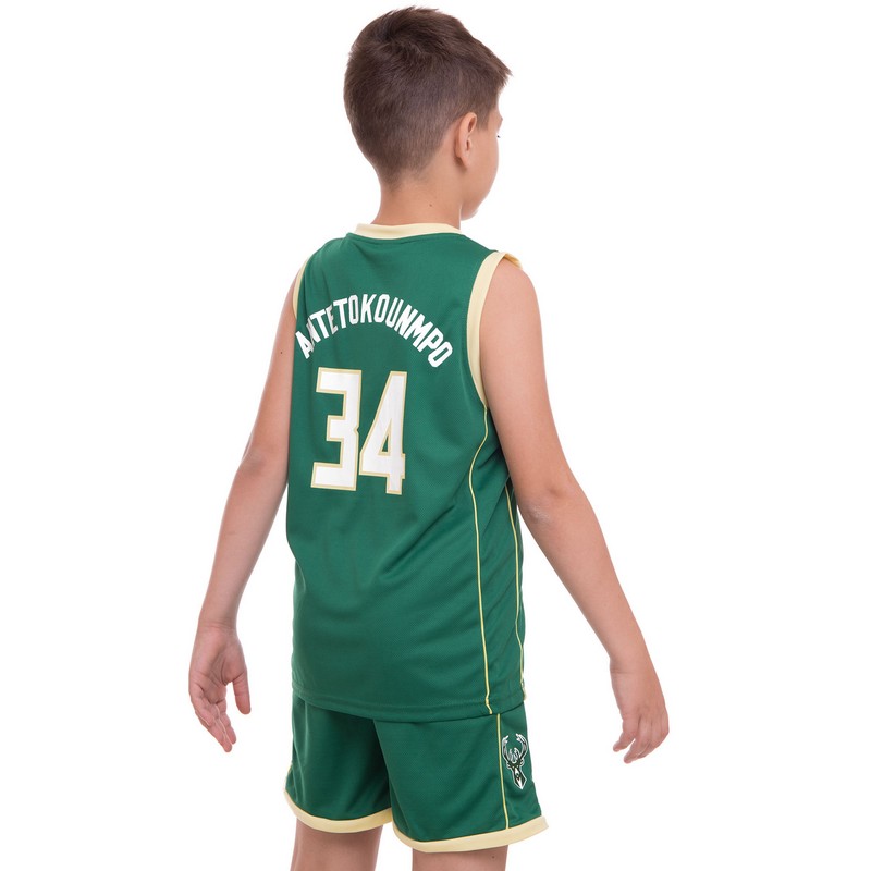 Форма баскетбольна дитяча NBA клуб Milwaukee Bucks 34 BA-0971 S-2XL зелений-жовтий