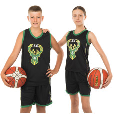 Форма баскетбольна дитяча NBA клуб Milwaukee Bucks 34 BA-0972 S-2XL чорний-зелений