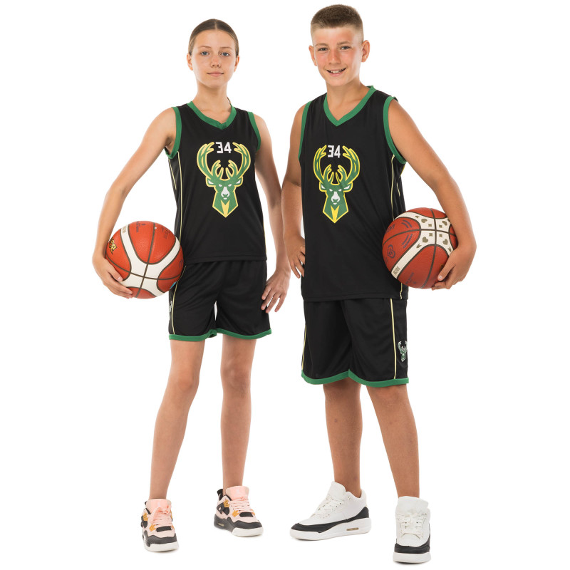 Форма баскетбольна дитяча NBA клуб Milwaukee Bucks 34 BA-0972 S-2XL чорний-зелений