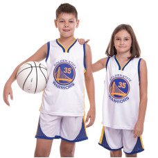 Форма баскетбольна дитяча NBA клуб Golden state warriors 35 BA-0973 S-2XL білий-синій-жовтий