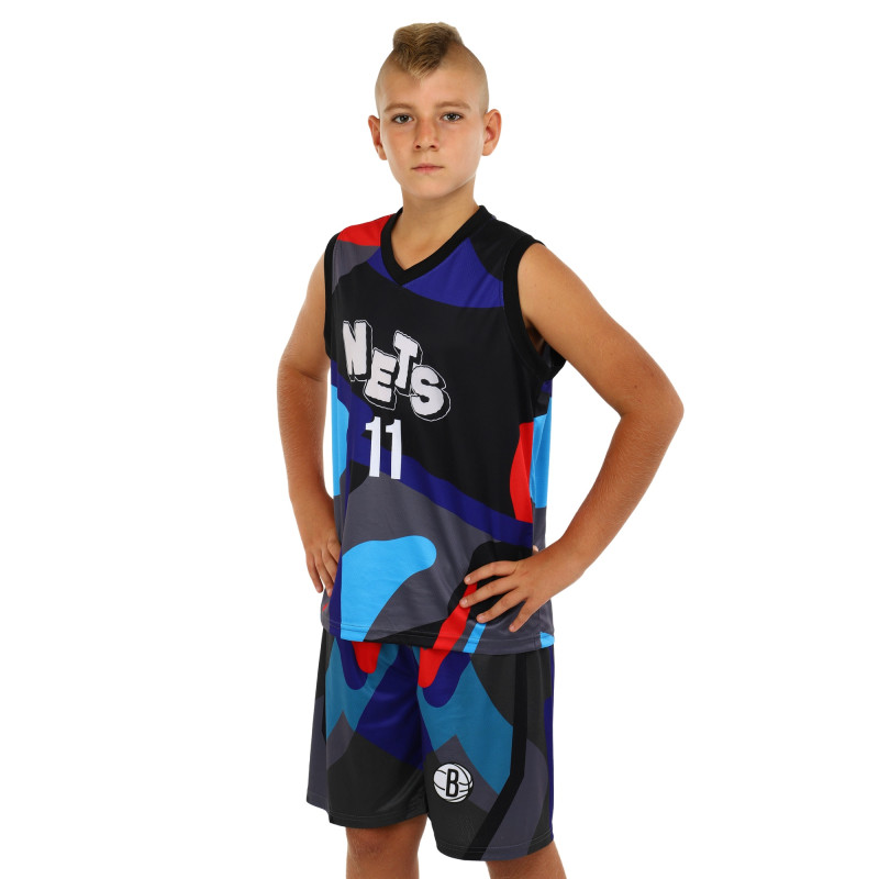 Форма баскетбольна дитяча NBA клуб Nets 11 BA-3764 S-2XL сірий-чорний-блакитний