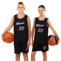 Форма баскетбольна дитяча NBA клуб Miami 22 BA-3769 S-2XL чорний-фуксія