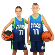 Форма баскетбольна дитяча NBA клуб Mavs 77 BA-3796 S-2XL темно-синій-блакитний-салатовий