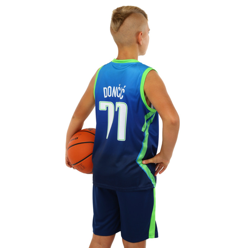 Форма баскетбольна дитяча NBA клуб Mavs 77 BA-3796 S-2XL темно-синій-блакитний-салатовий