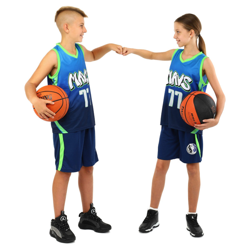Форма баскетбольна дитяча NBA клуб Mavs 77 BA-3796 S-2XL темно-синій-блакитний-салатовий