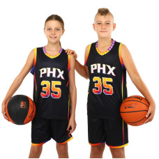Форма баскетбольна дитяча NBA клуб Phoenix Suns 35 BA-3836 S-2XL синій-червоний-помаранчевий