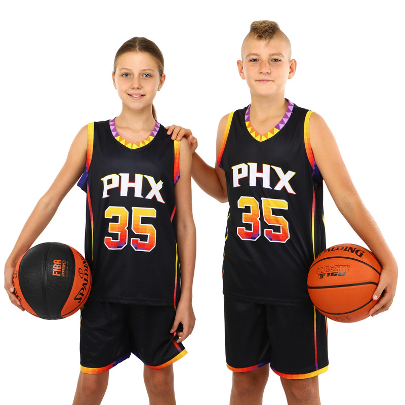Форма баскетбольна дитяча NBA клуб Phoenix Suns 35 BA-3836 S-2XL синій-червоний-помаранчевий