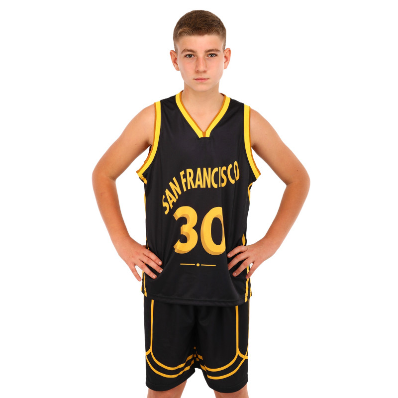 Форма баскетбольна дитяча NBA клуб San Francisco 30 BA-6595 S-2XL чорний-жовтий