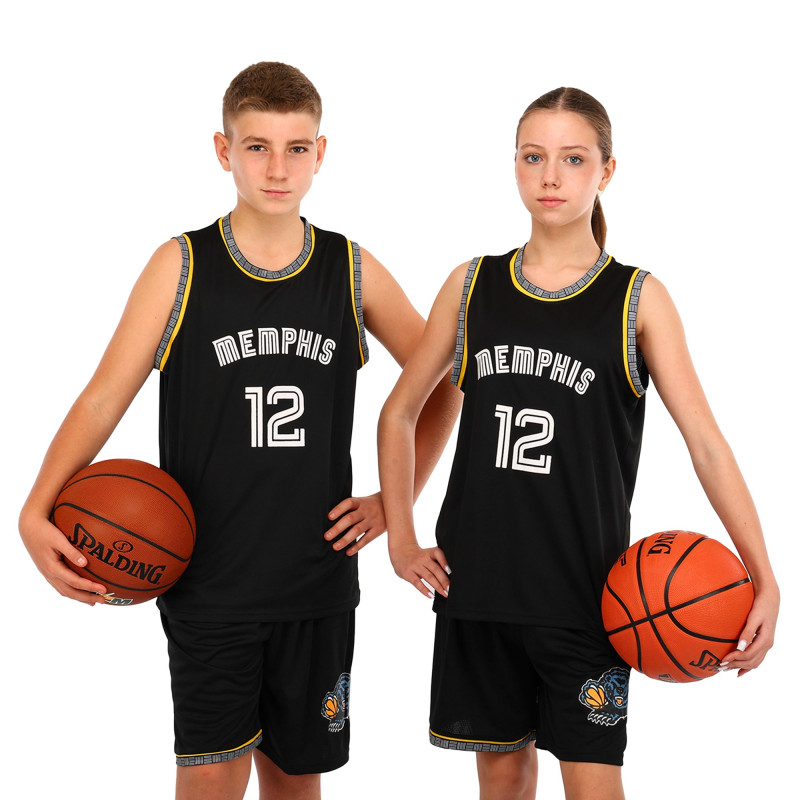 Форма баскетбольна дитяча NBA клуб Memphis Grizzlies 12 BA-6599 S-2XL чорний