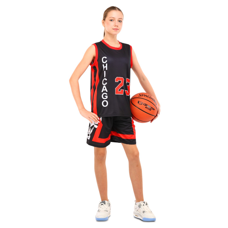 Форма баскетбольна дитяча NBA клуб Chicago Bulls 23 BA-6608 S-2XL чорний-червоний
