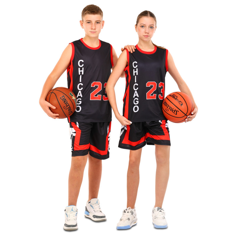 Форма баскетбольна дитяча NBA клуб Chicago Bulls 23 BA-6608 S-2XL чорний-червоний