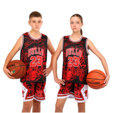 Форма баскетбольна дитяча NBA клуб Chicago Bulls 23 BA-6625 S-2XL чорний-червоний