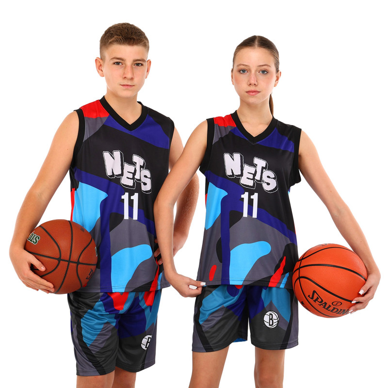 Форма баскетбольна дитяча NBA клуб Nets 11 BA-6655 S-2XL сірий-чорний-блакитний