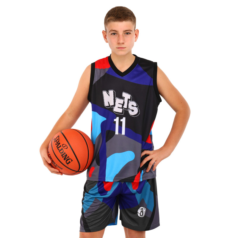 Форма баскетбольна дитяча NBA клуб Nets 11 BA-6655 S-2XL сірий-чорний-блакитний