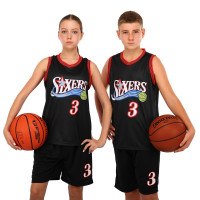 Форма баскетбольна дитяча NBA клуб Sixers 3 BA-6657 S-2XL чорний-червоний