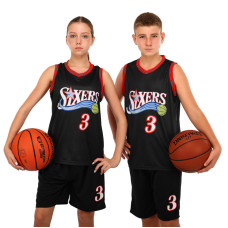 Форма баскетбольна дитяча NBA клуб Sixers 3 BA-6657 S-2XL чорний-червоний