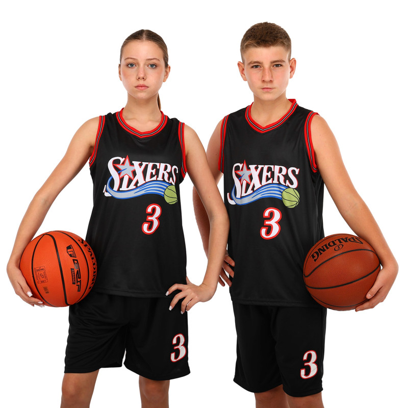 Форма баскетбольна дитяча NBA клуб Sixers 3 BA-6657 S-2XL чорний-червоний