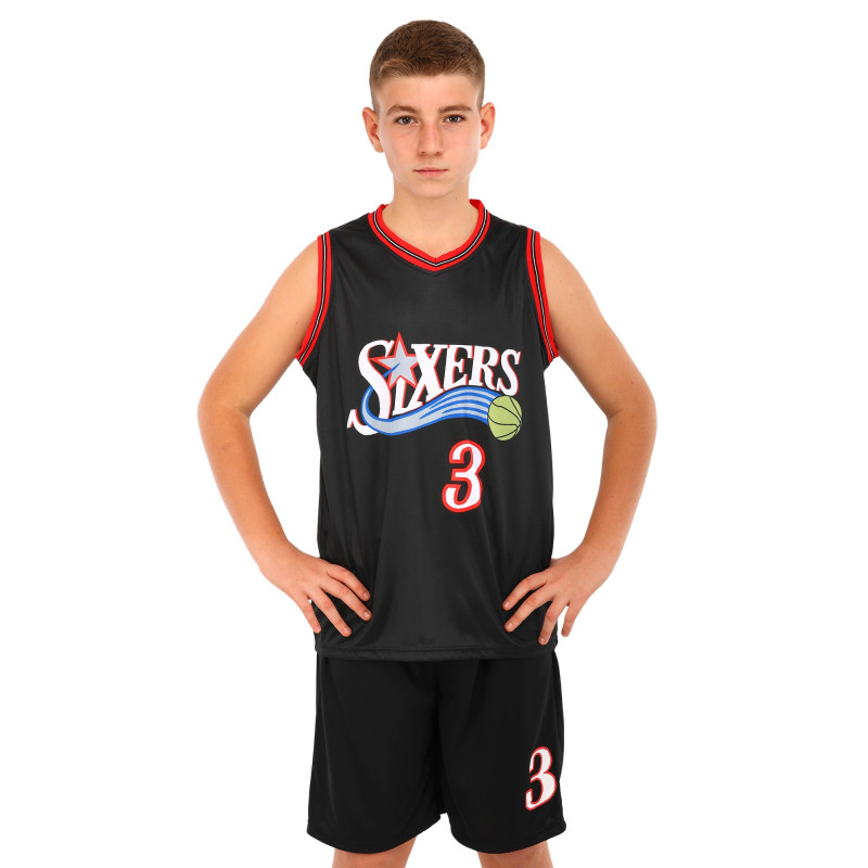 Форма баскетбольна дитяча NBA клуб Sixers 3 BA-6657 S-2XL чорний-червоний