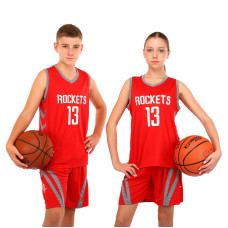 Форма баскетбольна дитяча NBA клуб Houston Rockets 13 BA-6659 S-2XL червоний