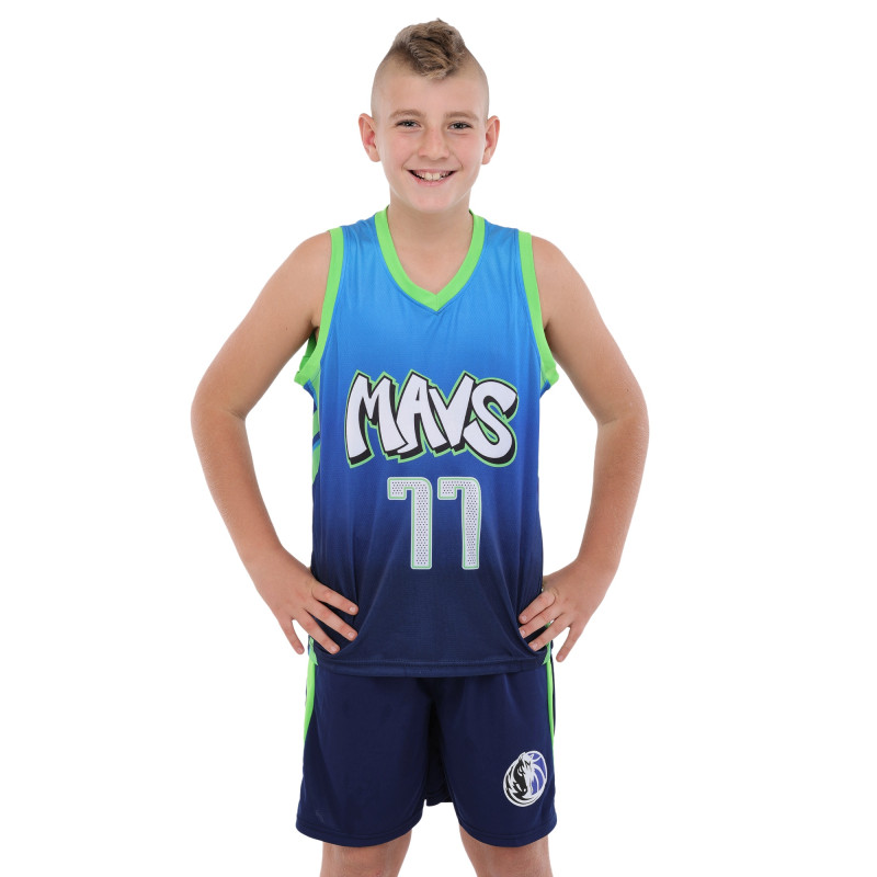 Форма баскетбольна дитяча NBA клуб Mavs 77 BA-9826 S-2XL синій-жовтий