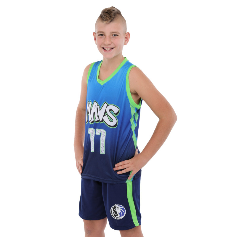 Форма баскетбольна дитяча NBA клуб Mavs 77 BA-9826 S-2XL синій-жовтий